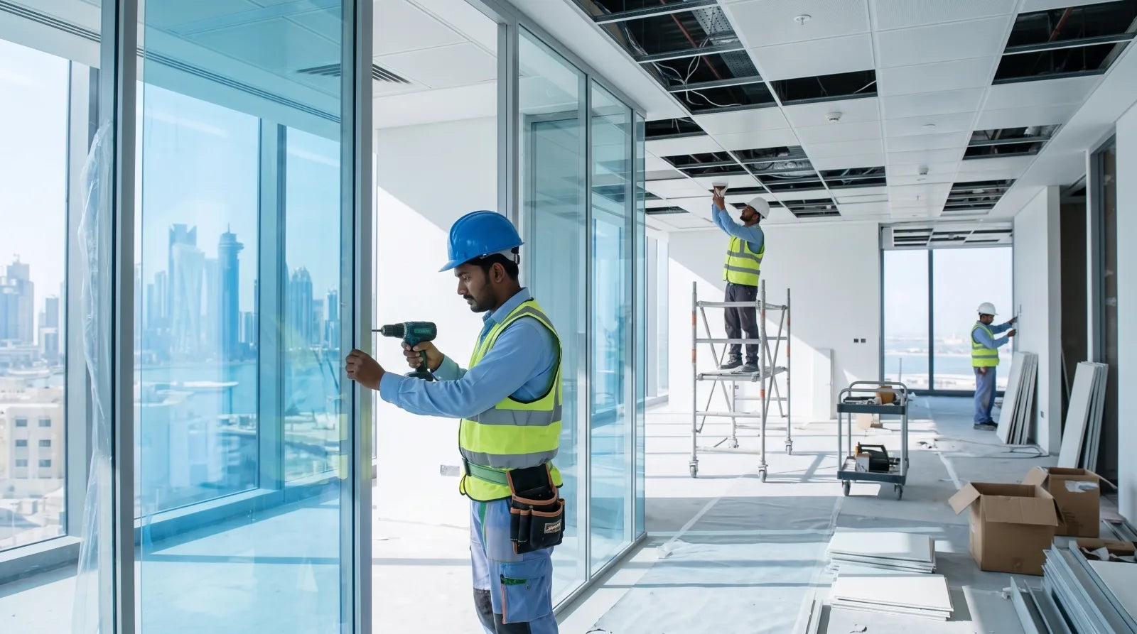 An interior fit-out in progress